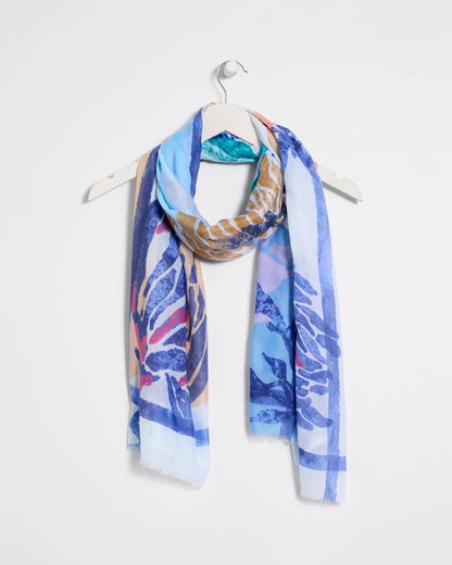 Chico's Trending - Coral Motif Oblong Scarf Blue