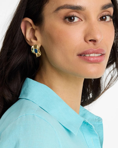 Chico's Exclusive - Blue Resin Cab Oversized Stud Earrings Blue