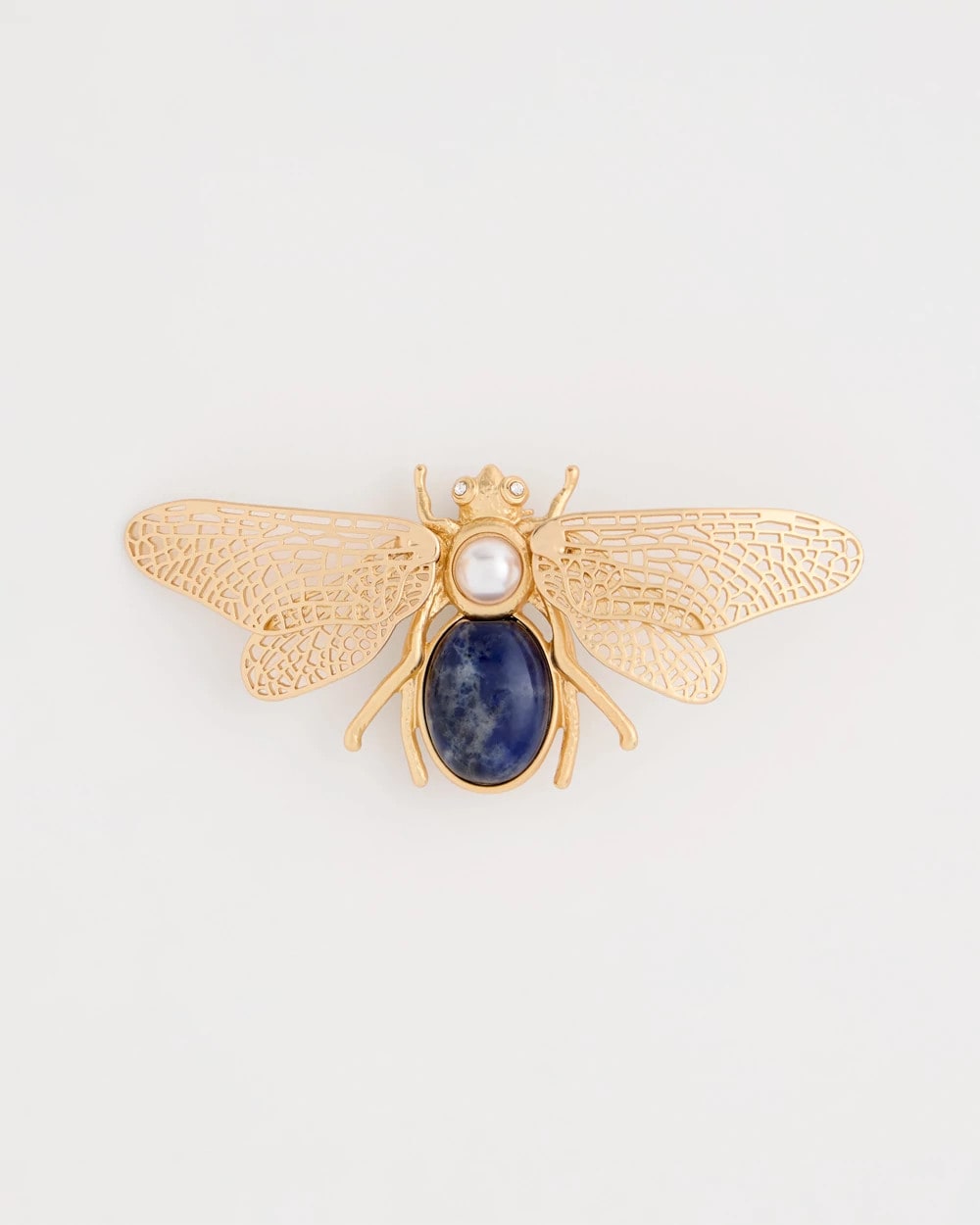 Chico's Sale - Sodalite Stone Pearl Bee Brooch Blue