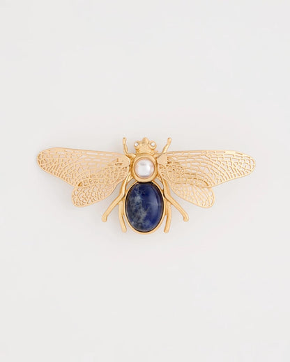 Chico's Sale - Sodalite Stone Pearl Bee Brooch Blue