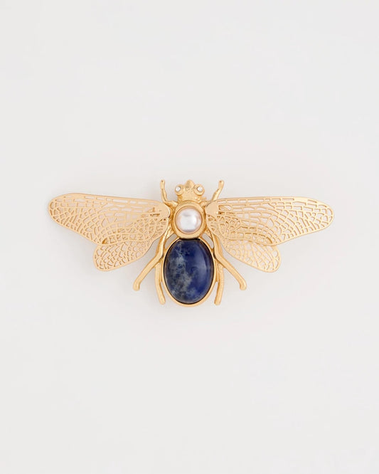 Chico's Sale - Sodalite Stone Pearl Bee Brooch Blue