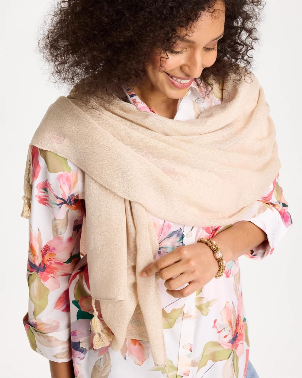 Chico's Deals - Lurex Oblong Scarf Neutral