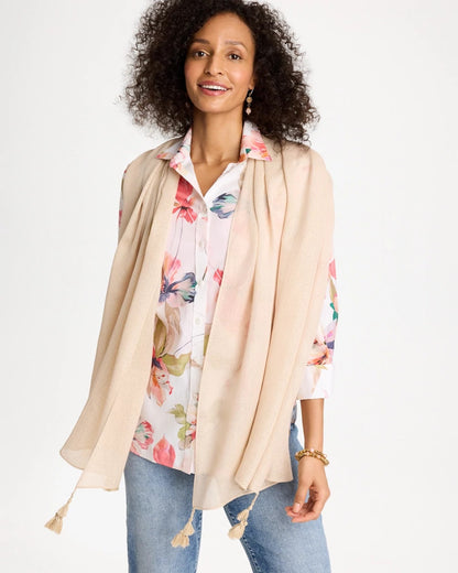 Chico's Deals - Lurex Oblong Scarf Neutral