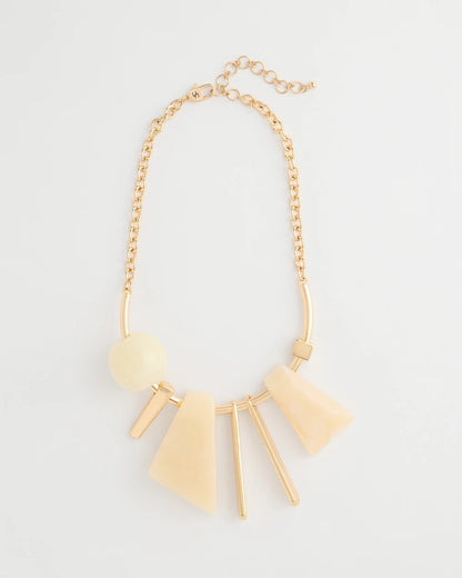Chico's Premium - Faux Horn Geo Bib Necklace Neutral