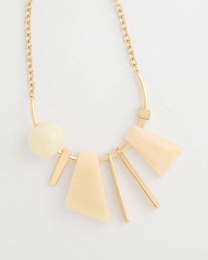 Chico's Premium - Faux Horn Geo Bib Necklace Neutral