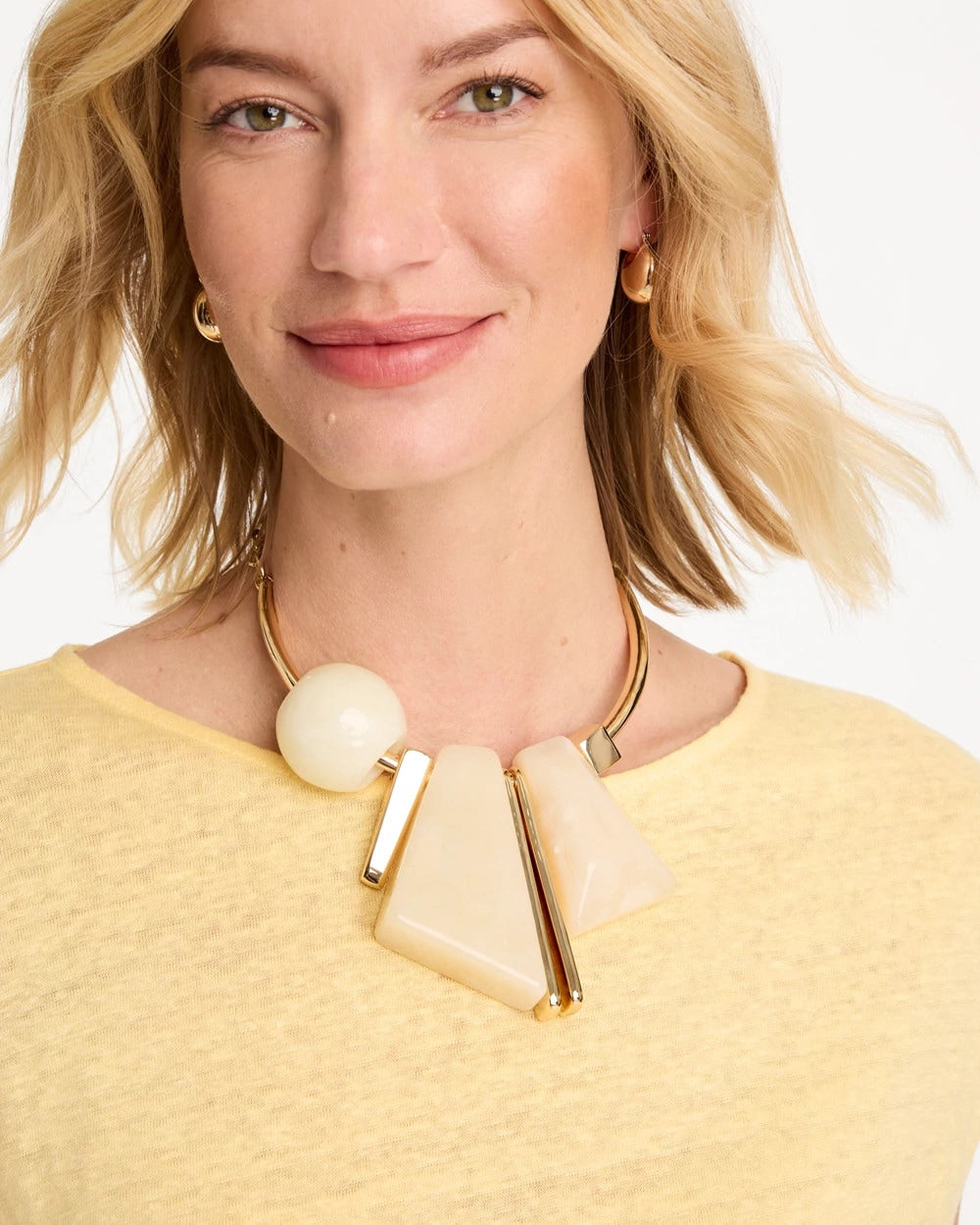 Chico's Premium - Faux Horn Geo Bib Necklace Neutral