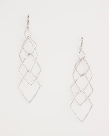 Chico's Customer Favorite - Geo Linear Drop Earrings Silver