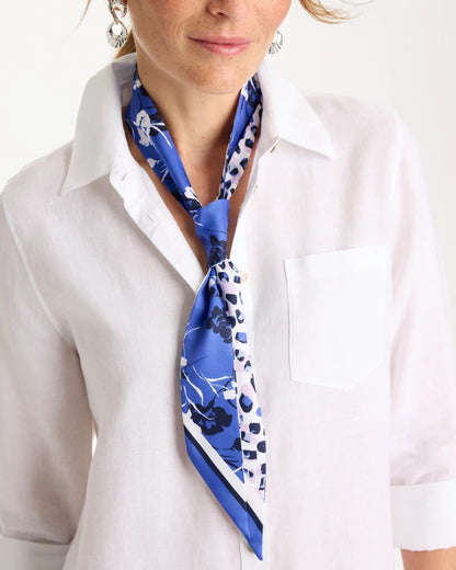 Chico's Essential - Dutch Floral Polka-Dot Skinny Scarf Amparo Blue