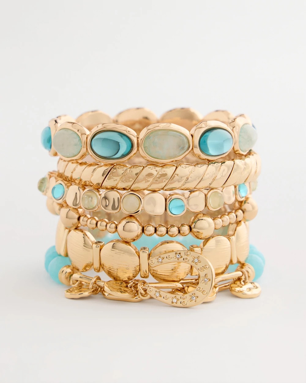 Chico's Trending - Quartz Stone Small Stretch Bracelet Light Blue