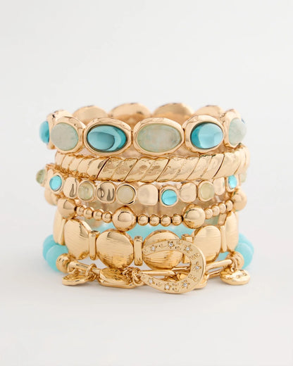 Chico's Trending - Quartz Stone Small Stretch Bracelet Light Blue