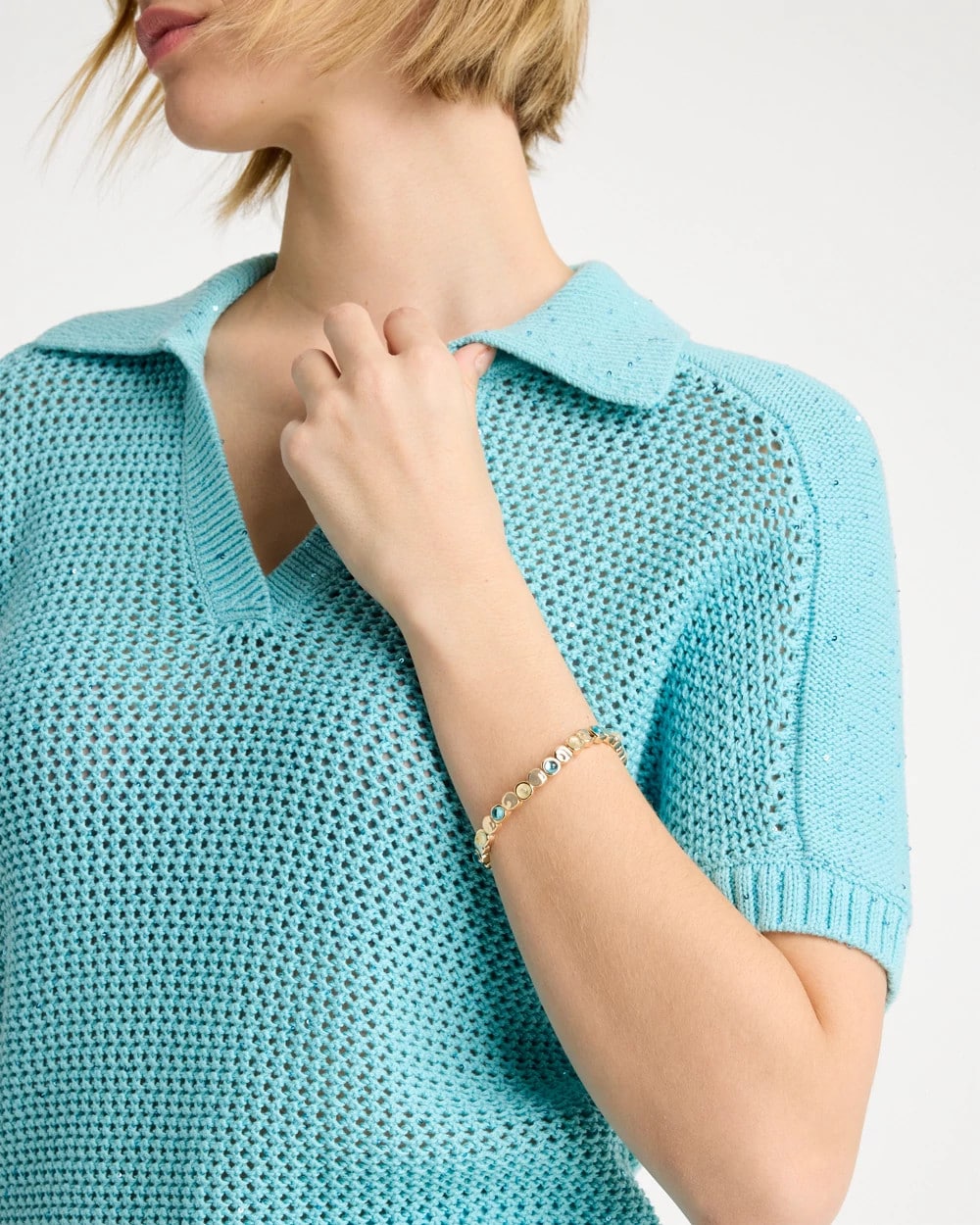 Chico's Trending - Quartz Stone Small Stretch Bracelet Light Blue