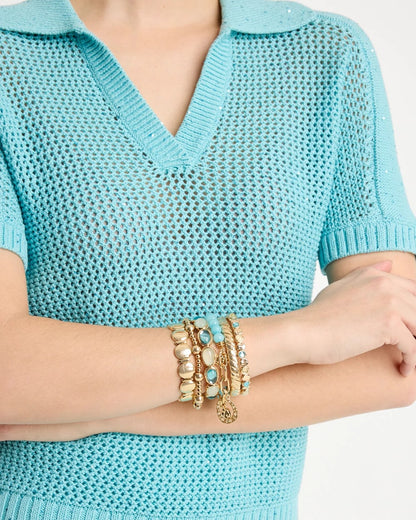Chico's Trending - Quartz Stone Small Stretch Bracelet Light Blue