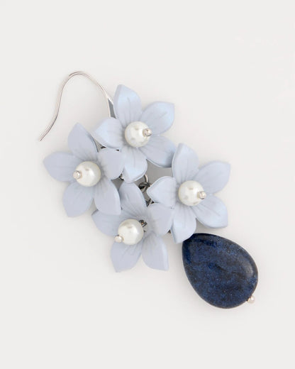 Chico's Essential - Lapis Lazuli Stone Flower Earrings Blue