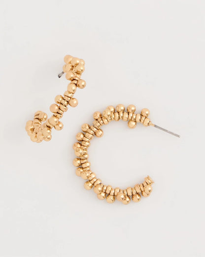 Chico's Quality - Golden Beaded Hoop Earrings Gold