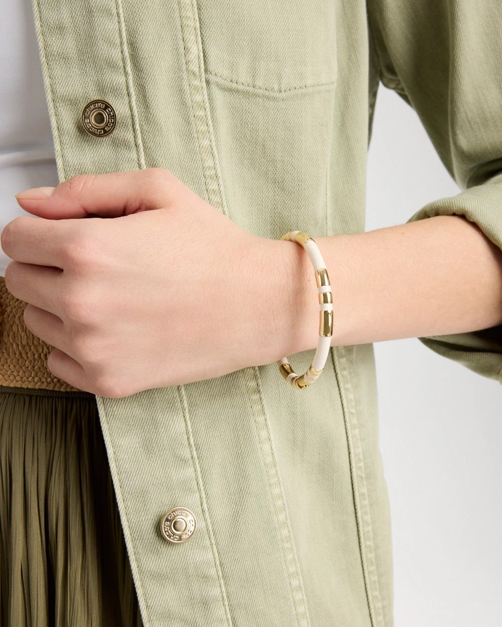 Chico's Smart Buy - White Enamel Hinge Bangle White