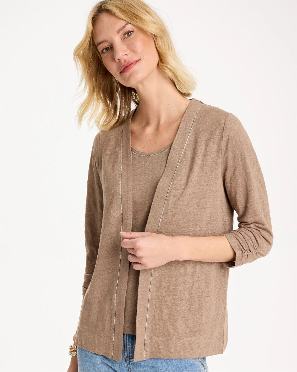 Chico's Great Value - Linen Open Front Cardigan Topaz Smoke