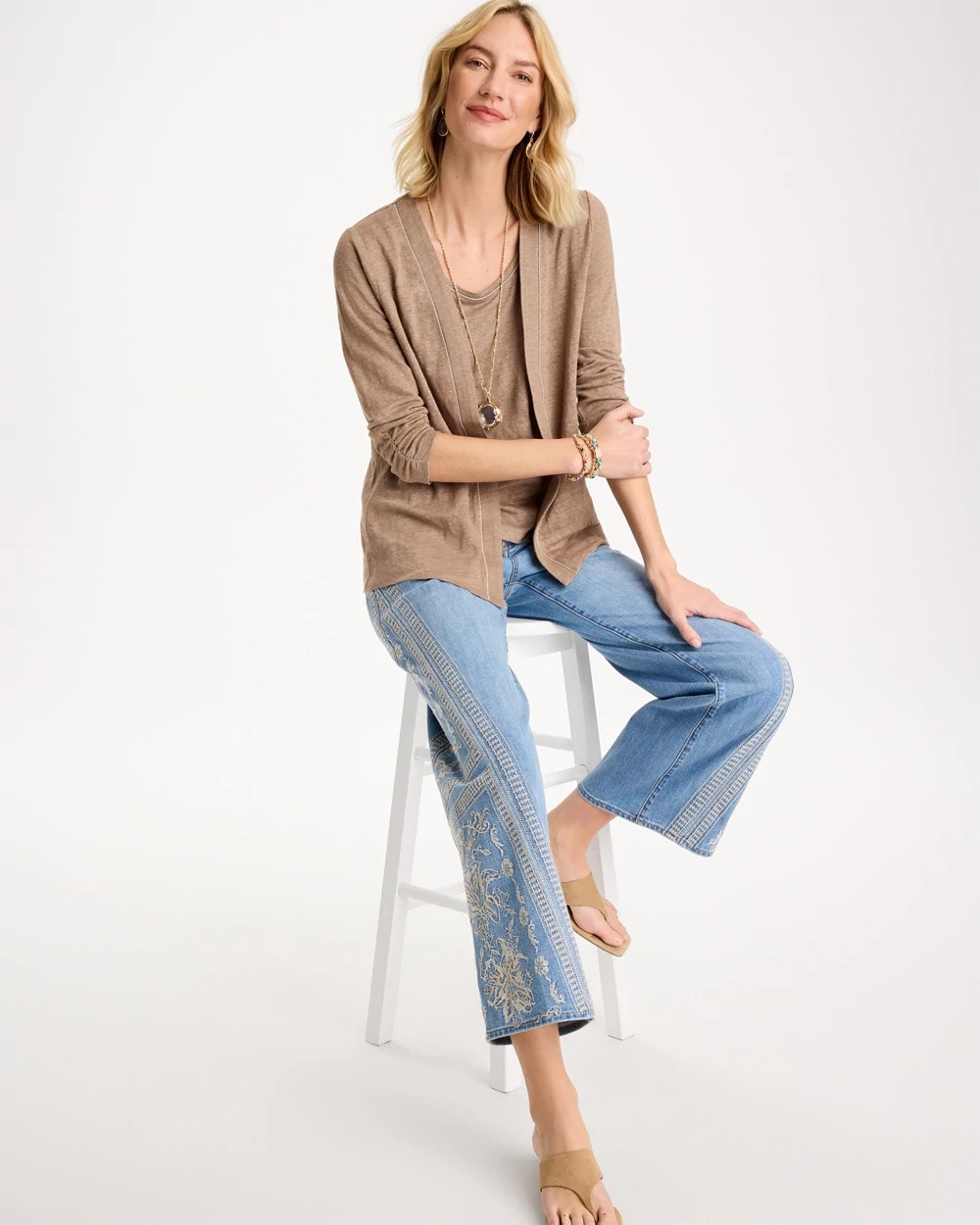 Chico's Great Value - Linen Open Front Cardigan Topaz Smoke