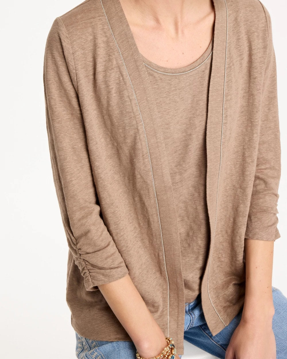 Chico's Great Value - Linen Open Front Cardigan Topaz Smoke