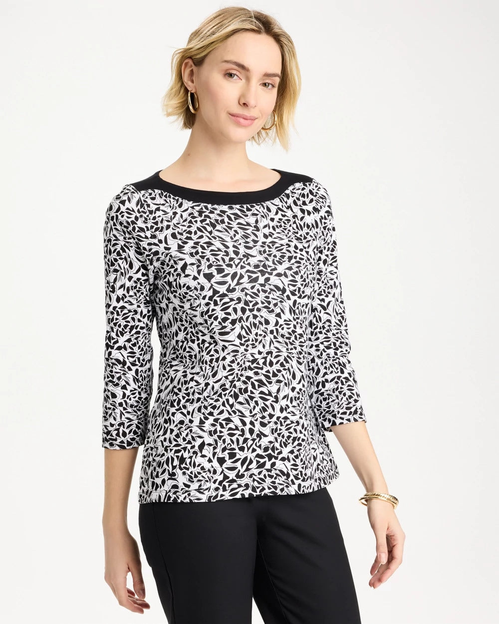 Chico's Special Offer - Fauna Pima 3/4 Sleeve Tee Black