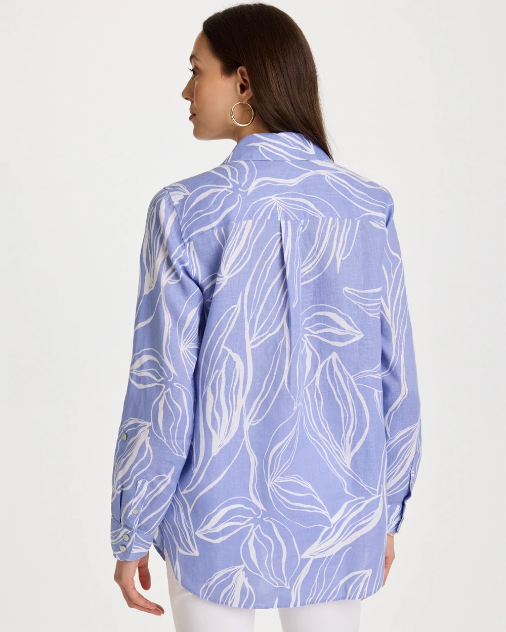 Chico's Great Value - No Iron™ Printed Linen Tunic Blue Orchid