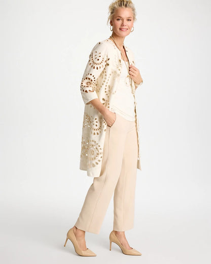 Chico's Trusted - Long Faux Leather Kimono Ecru