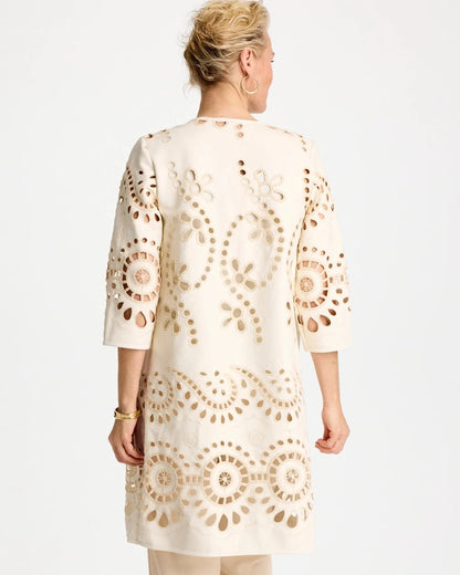 Chico's Trusted - Long Faux Leather Kimono Ecru