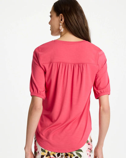 Chico's Everyday - Shirred Elbow Sleeve Tee Hot Honeysuckle