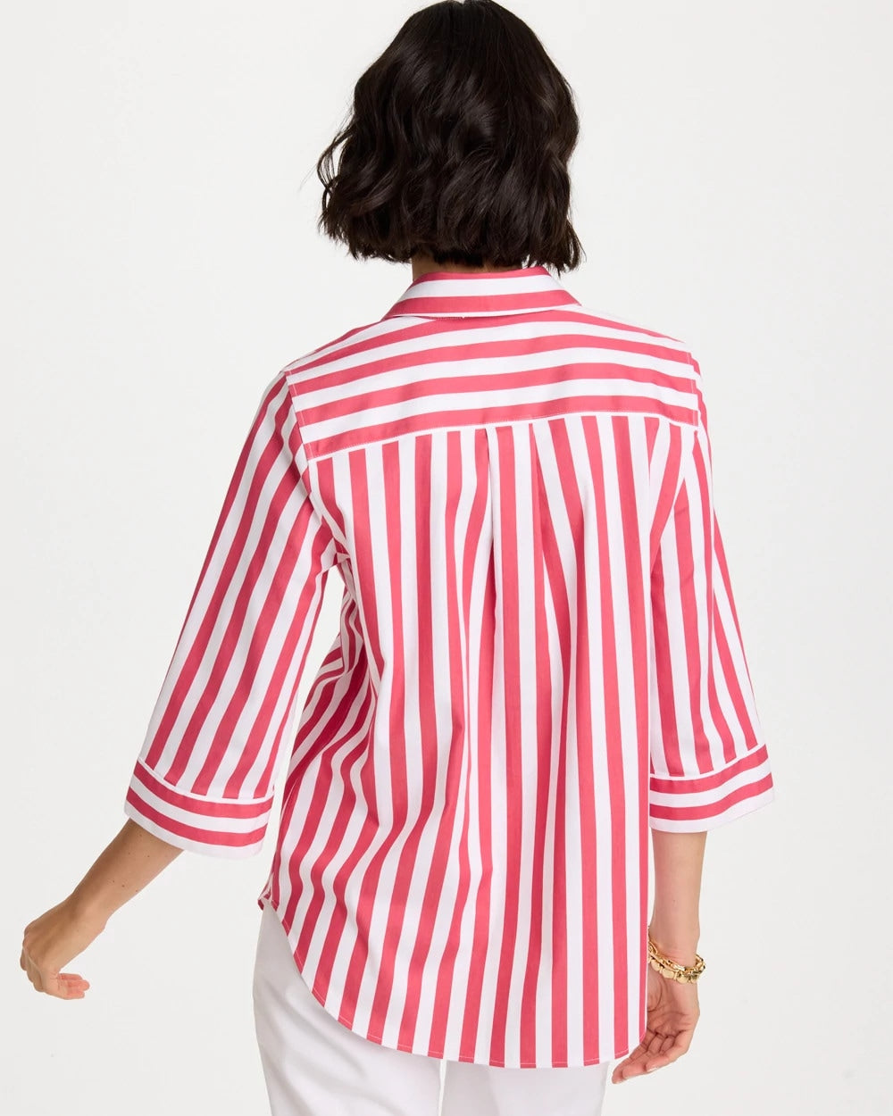 Chico's Top Pick - No Iron™ Striped Stretch Tunic Hot Honeysuckle