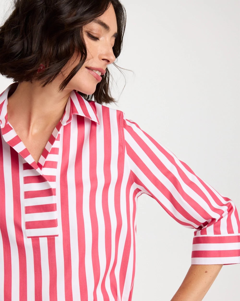 Chico's Top Pick - No Iron™ Striped Stretch Tunic Hot Honeysuckle