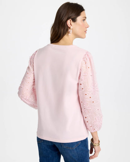 Chico's Quality - Floral Eyelet Sleeve Tee Sweet Blossom