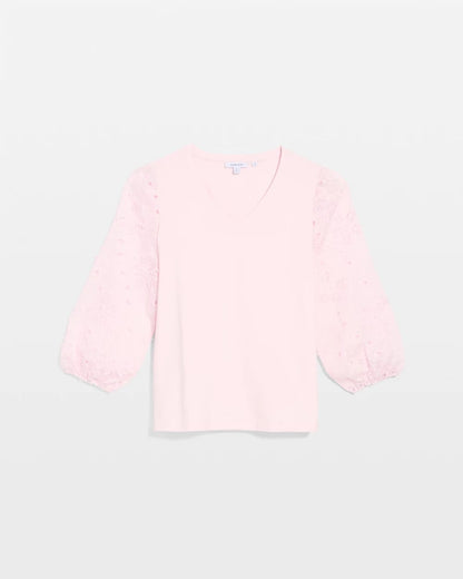 Chico's Quality - Floral Eyelet Sleeve Tee Sweet Blossom