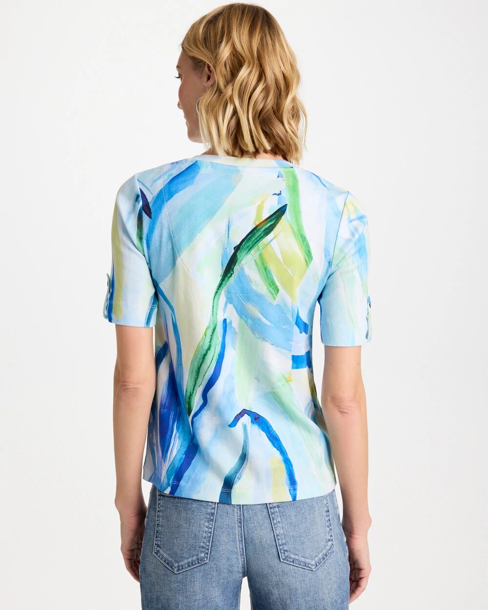 Chico's Best Price - Printed Pima V-Neck Tee Amparo Blue