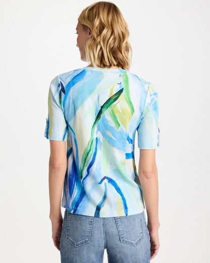 Chico's Best Price - Printed Pima V-Neck Tee Amparo Blue