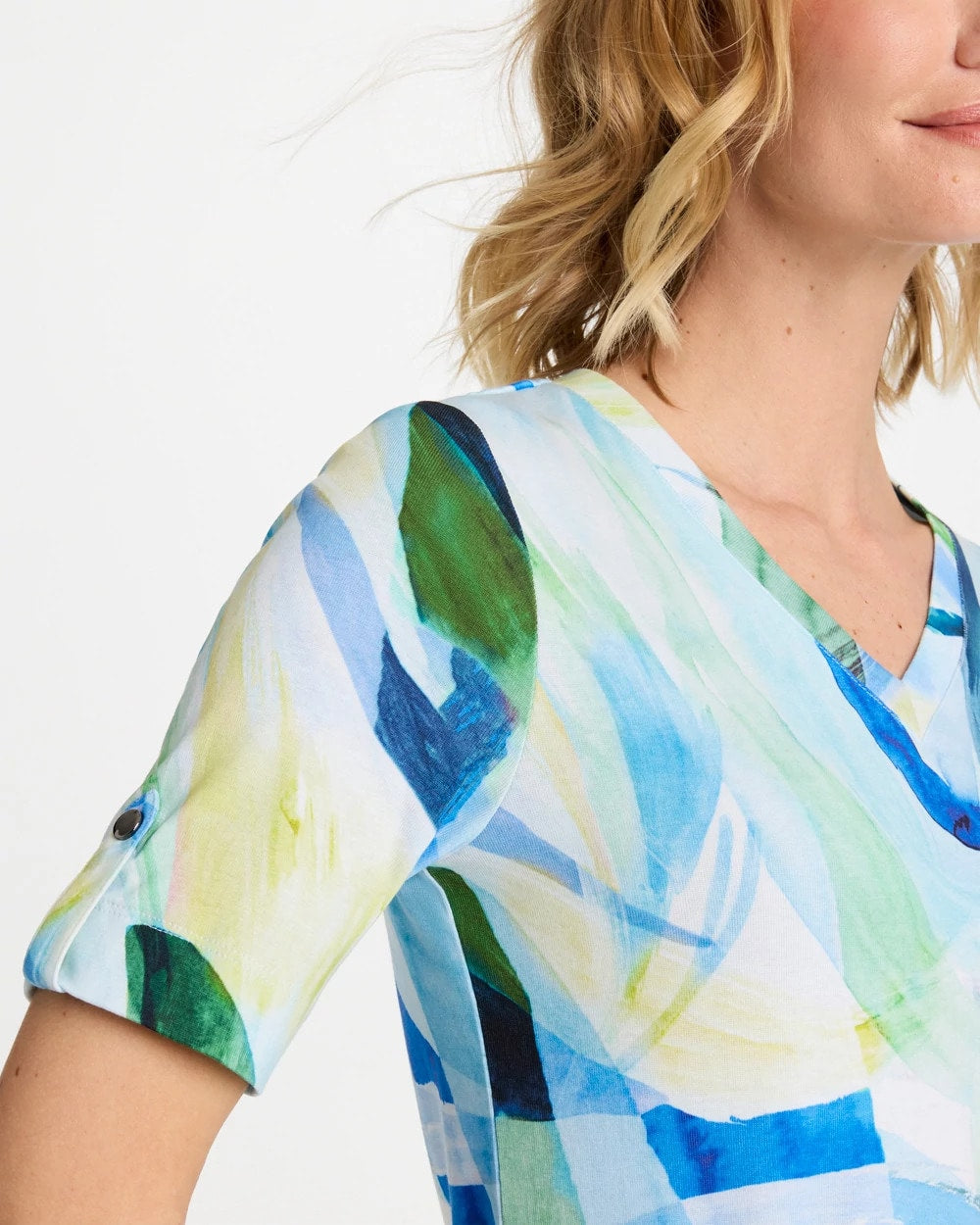 Chico's Best Price - Printed Pima V-Neck Tee Amparo Blue