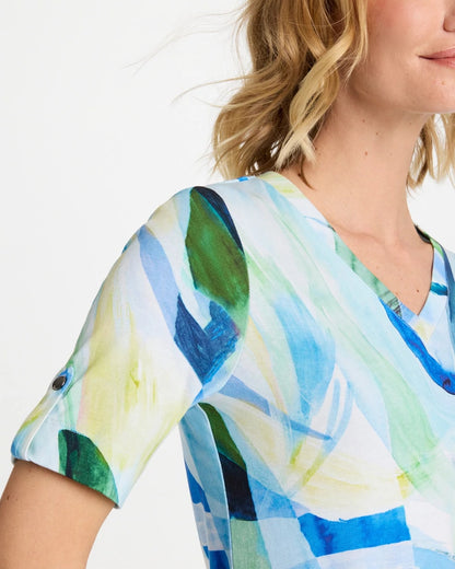 Chico's Best Price - Printed Pima V-Neck Tee Amparo Blue