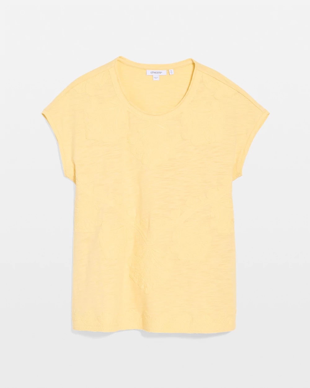 Chico's Exclusive - Monochrome Embroidered Cap-Sleeve Tee Golden Haze