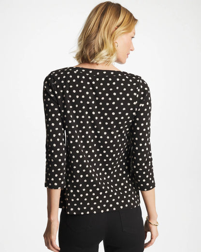 Chico's Exclusive - Polka Dot Pima 3/4 Sleeve Tee Black