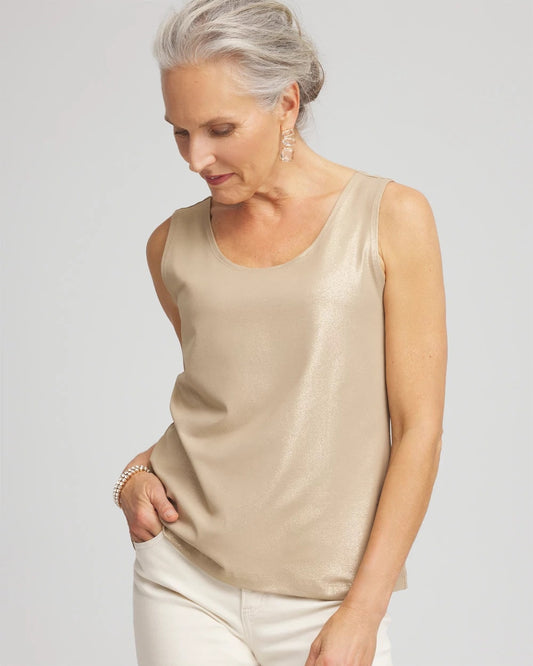 Chico's Recommended - Foiled Microfiber Tank Champagne