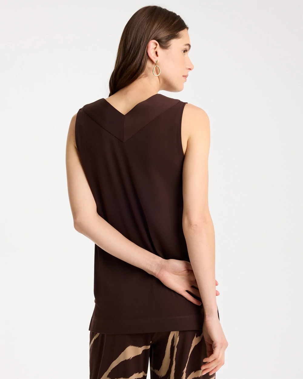 Chico's Premium - Travelers™ Knit V-Neck Tank Cocoa Bean