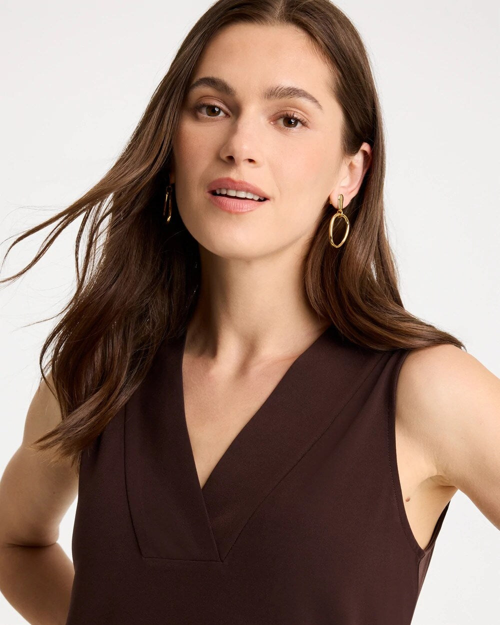 Chico's Premium - Travelers™ Knit V-Neck Tank Cocoa Bean