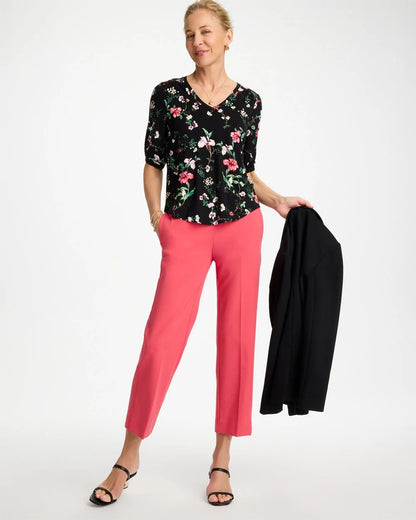 Chico's New - Kyoto Shirred Elbow Sleeve Tee Black
