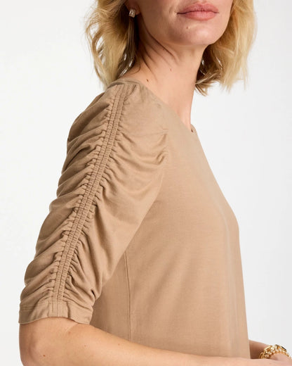 Chico's Great Value - Touch of Cool™ Ruched Sleeve Knit Tee Cattail Brown