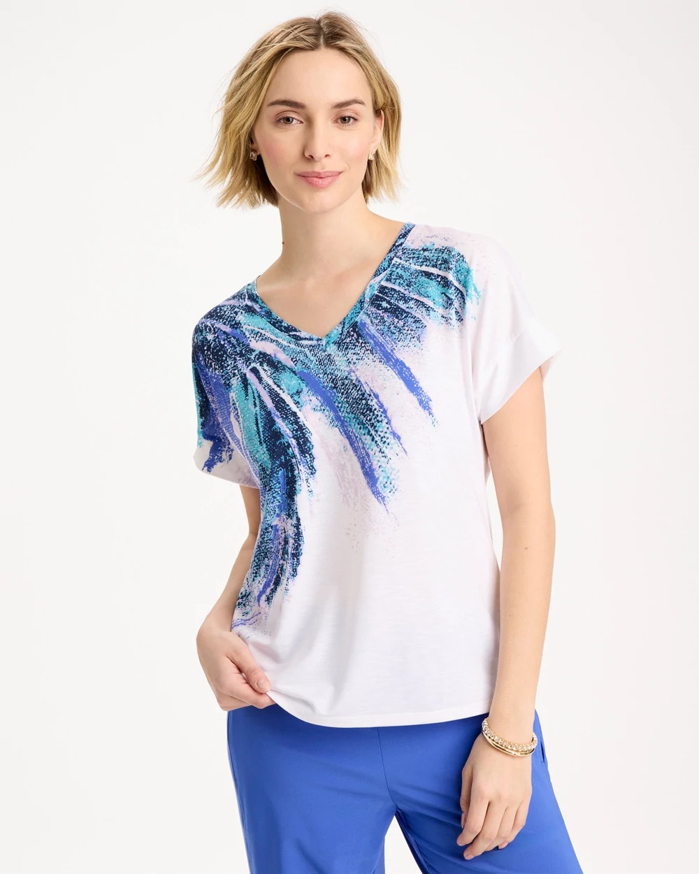 Chico's Classic - Zenergy® Sicily Splash Drop Shoulder Tee Pale Sweet Pea
