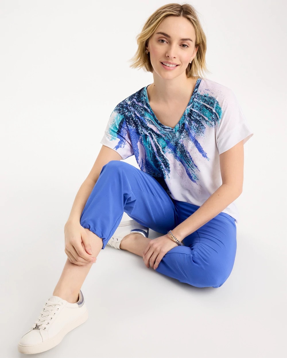 Chico's Classic - Zenergy® Sicily Splash Drop Shoulder Tee Pale Sweet Pea
