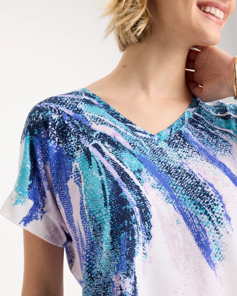 Chico's Classic - Zenergy® Sicily Splash Drop Shoulder Tee Pale Sweet Pea