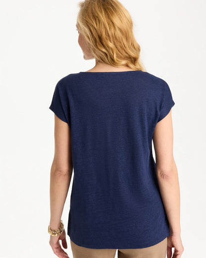 Chico's Best Price - Embroidered Linen Dolman Tee Passport Blue