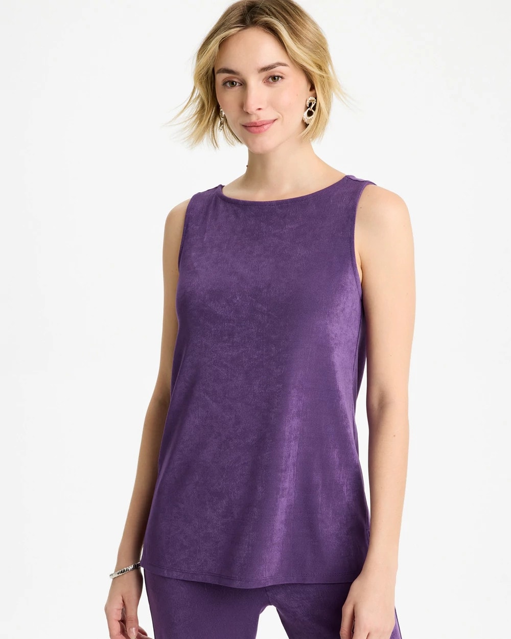 Chico's Signature - Travelers™ Side-Slit Tank Rich Amethyst