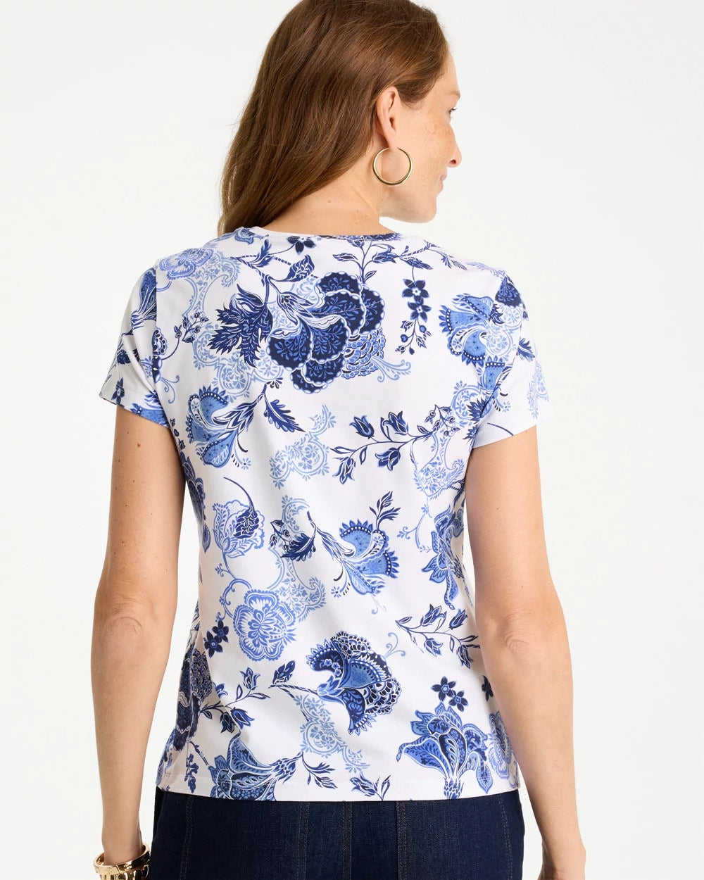 Chico's Featured - Jolene Cotton Stretch Cap Sleeve Tee Passport Blue