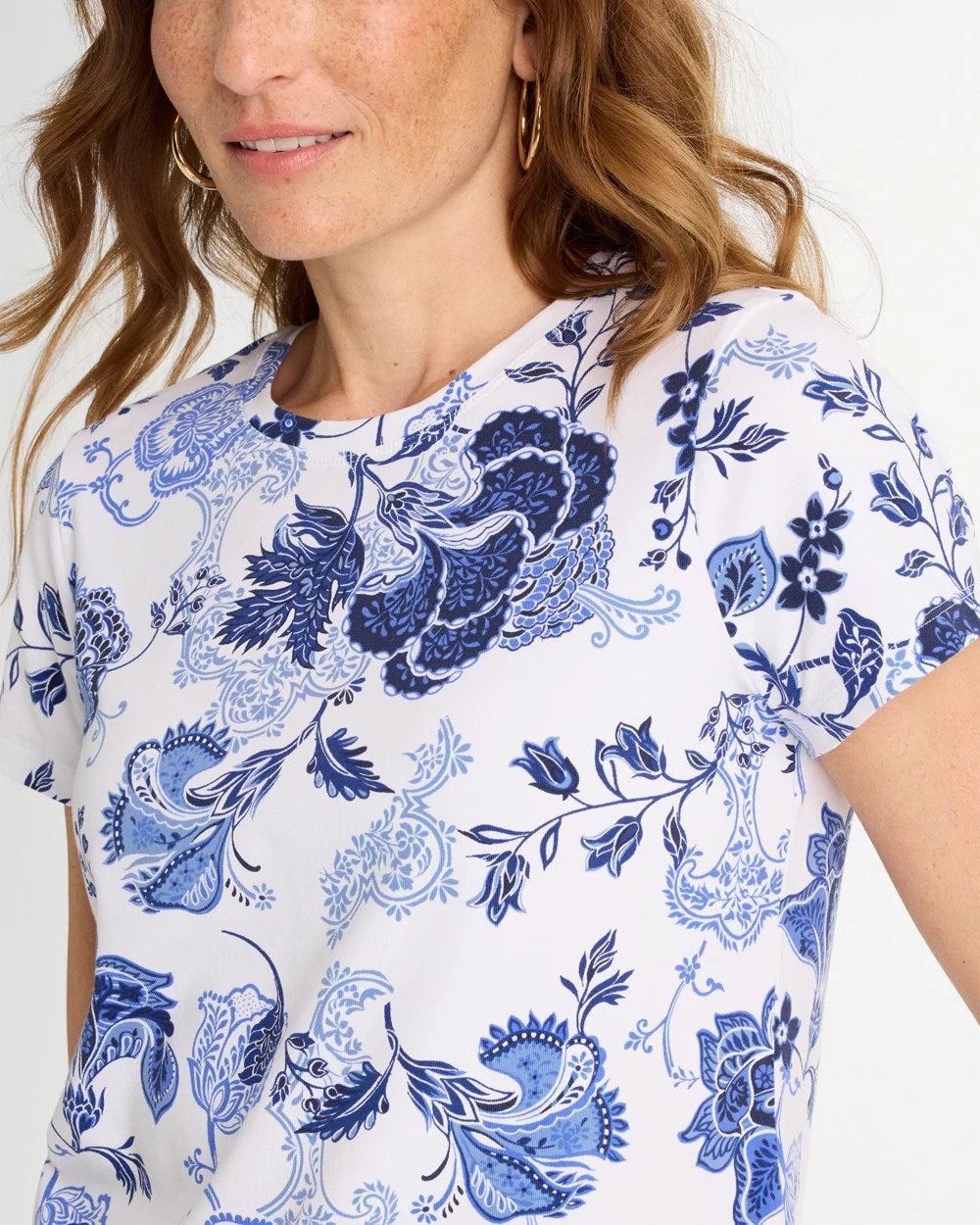 Chico's Featured - Jolene Cotton Stretch Cap Sleeve Tee Passport Blue