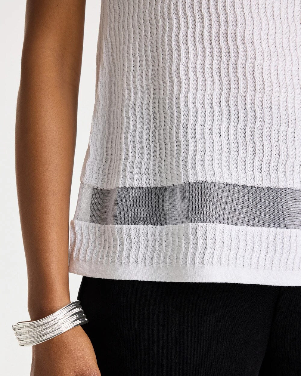 Chico's Everyday - Travelers™ Sheer Stripe Tank Travelers Winter Drift